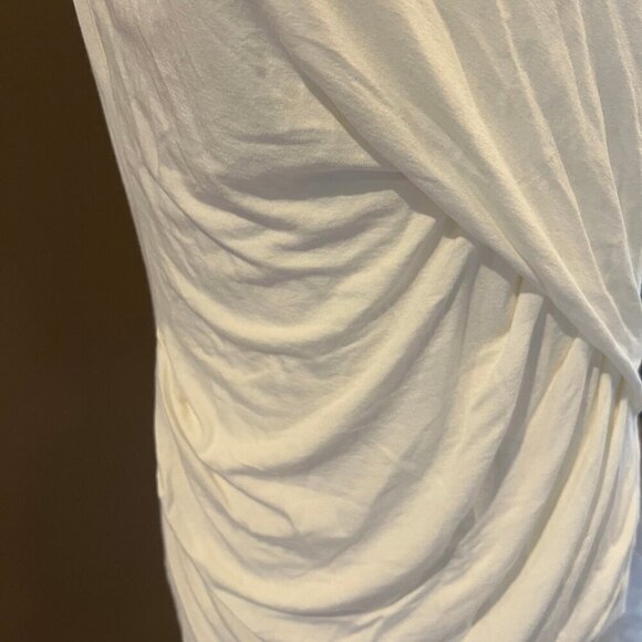 Vince Camuto Cream Sleeveless Draped Top, with sheer shoulder, Size Medium - Picture 3 of 10